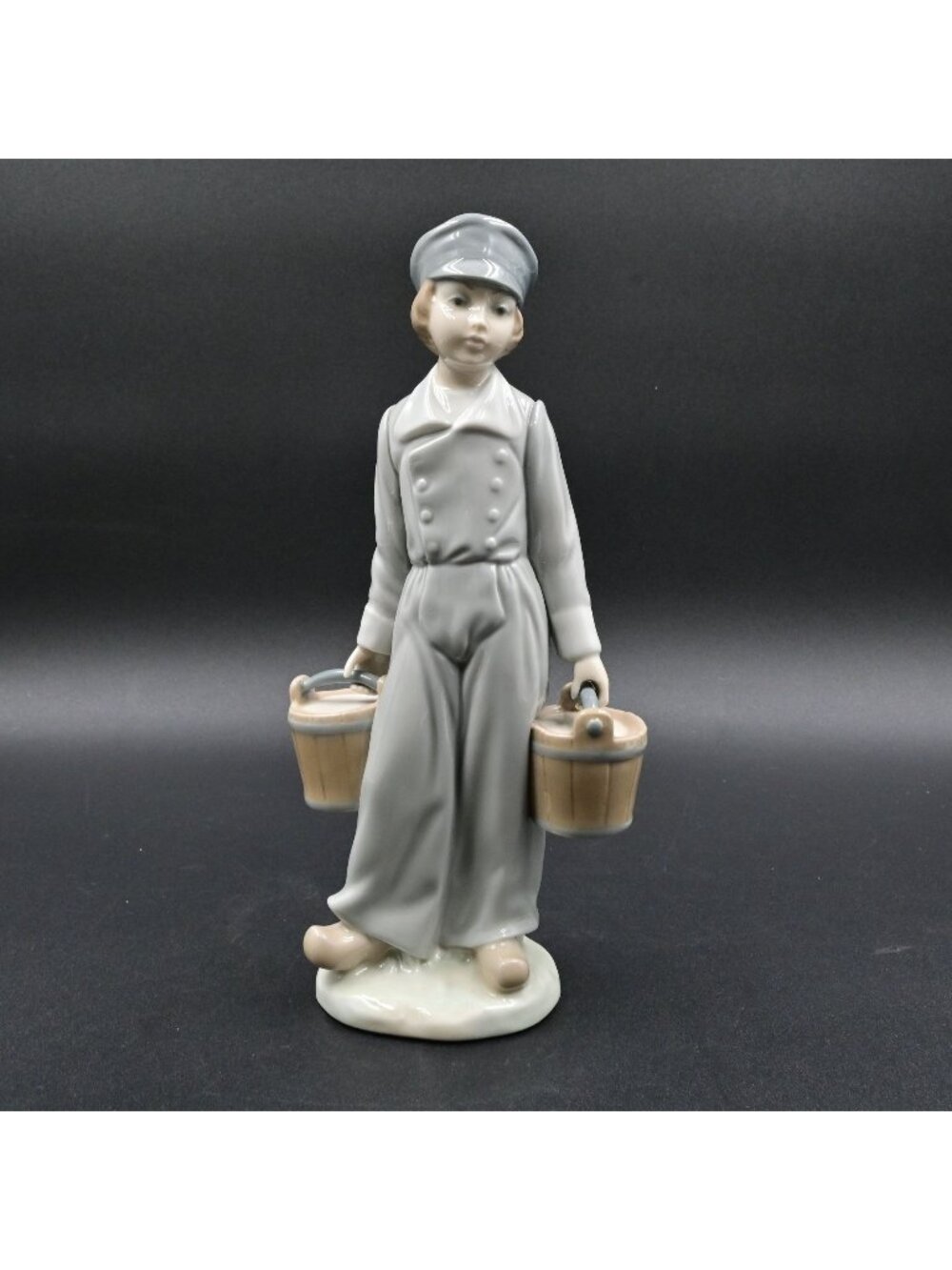 Lladro Boy with Pails Porcelain Figurine 4811 Retired Dutch Boy Carrying Buckets